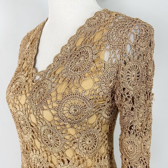 Vintage Joseph A. Crochet Peplum Top Boho Hippie Size Small Women's - Picture 2 of 5